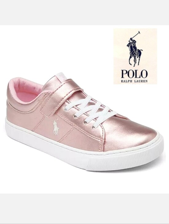 Ralph Lauren Other - Polo Ralph Lauren Elmwood Velcro Sneakers Metallic Pink Girl's Sz 7